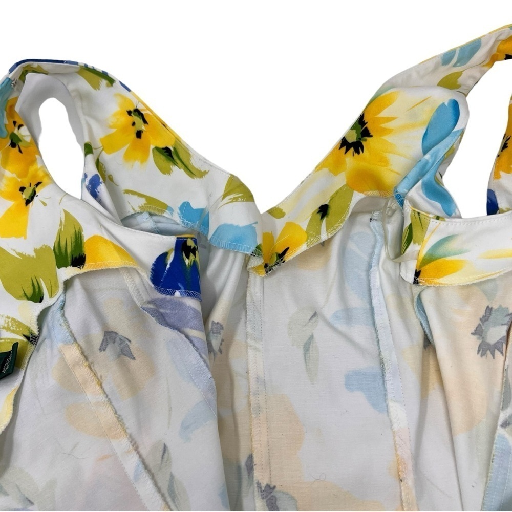 Lauren Ralph Lauren Yellow Floral Print Sleeveless Dress Sz 8 V Neck Knee Length - Picture 13 of 15